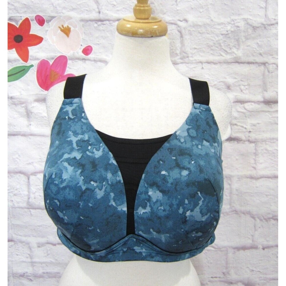 Lane Bryant LIVI 40DDD Active Medium Impact Wicking Wireless Sport Bra Blue